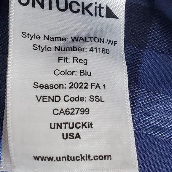 UNTUCKit Walton WF Men's Button Up Shirt Large Long Sleeve Blue Plaid - Picture 9 of 14